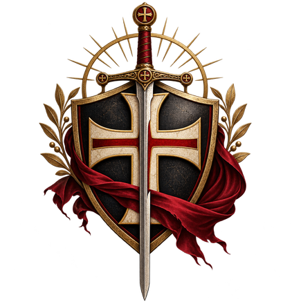 Heraldic cross and sword crest
